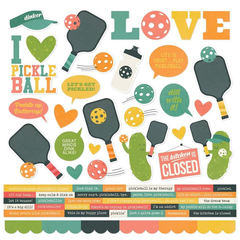 Simple Stories Cardstock Stickers 12"X12" Pickleball