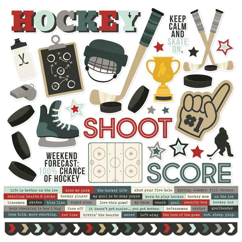 Simple Stories Cardstock Stickers 12"X12" Hockey