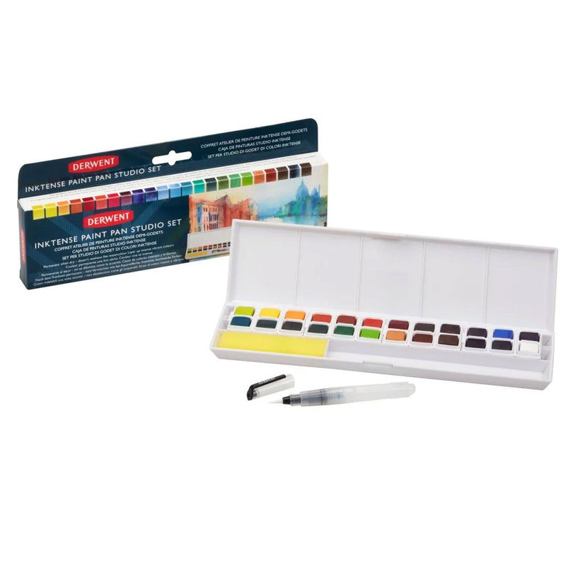 Derwent Inktense Paint Pan Studio Set - 24 Half Pans + Waterbrush*