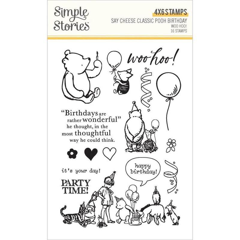 Simple Stories Say Cheese Classic Pooh Birthday Photopolymer Stamps Woo Hoo!
