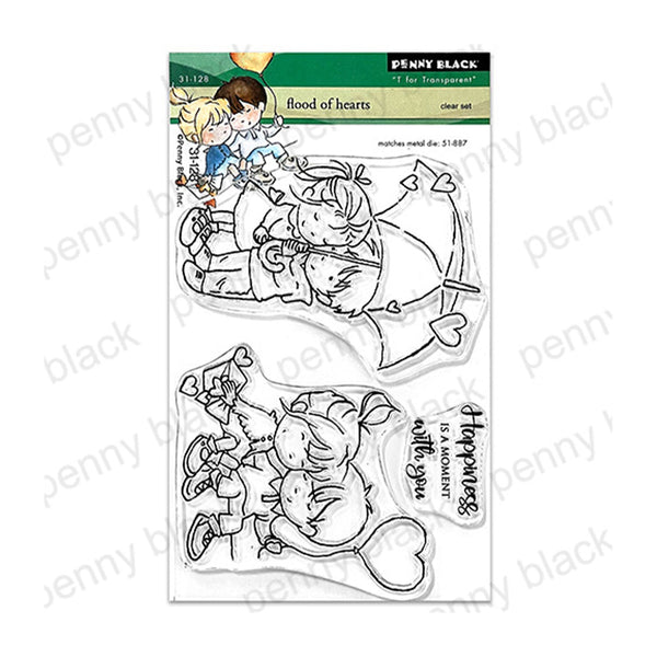Penny Black Clear Stamps - Flood of Hearts