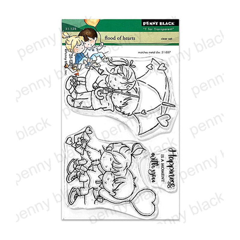 Penny Black Clear Stamps - Flood of Hearts