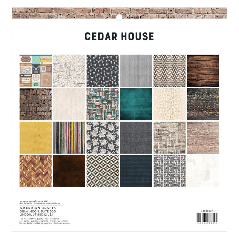 American Crafts Double-Sided Paper Pad w/Gold Foil 12"x 12" 24/Pkg - Cedar House
