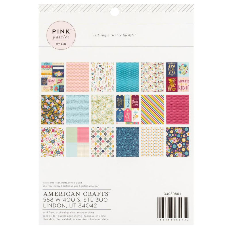 Pink Paislee Double-Sided Paper Pad w/Gold Foil 6"x 8" 36/Pkg - Joyful Notes