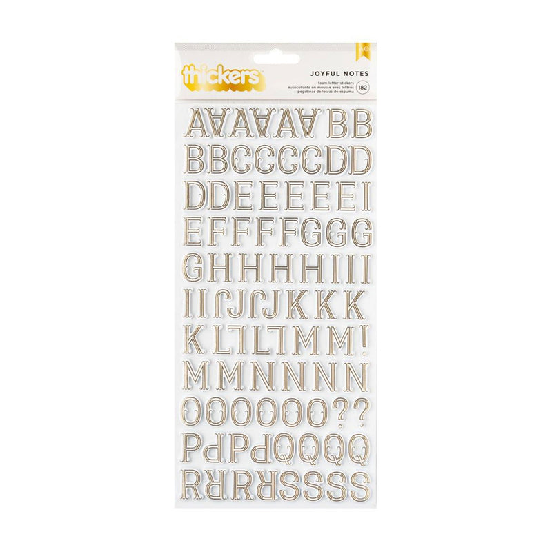 Pink Paislee Joyful Notes Thickers Stickers w/Gold Foil 182/Pkg - Alpha*