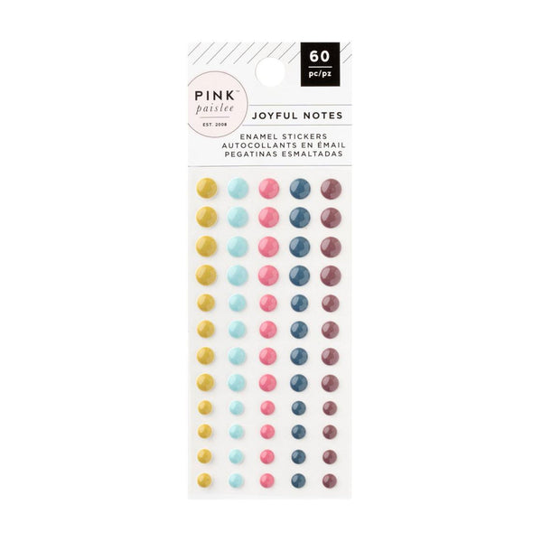Pink Paislee Joyful Notes Enamel Dots 60/Pkg*