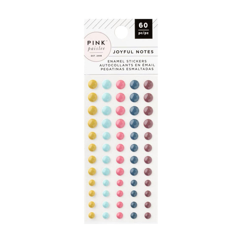 Pink Paislee Joyful Notes Enamel Dots 60/Pkg