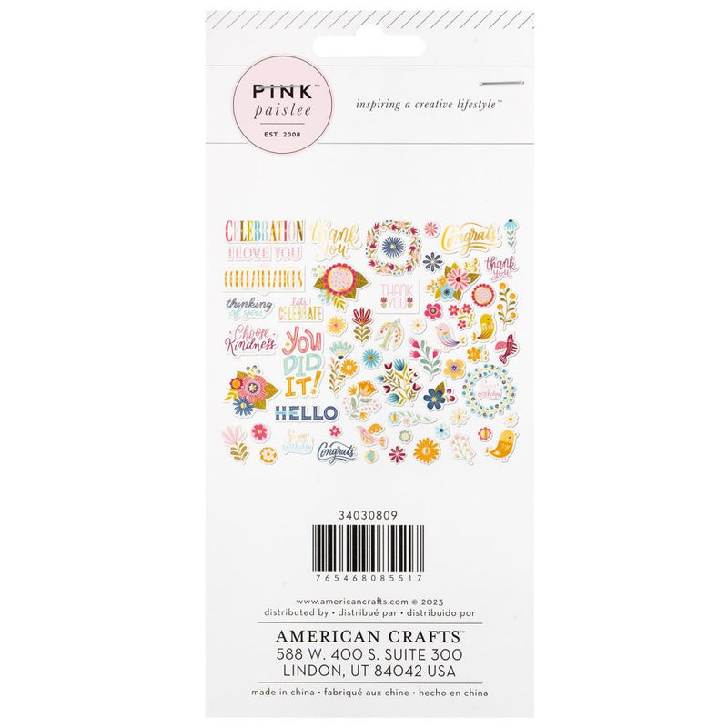Pink Paislee Joyful Notes Ephemera Die-Cuts 61/Pkg - Vellum And Gold Foil - Icons*