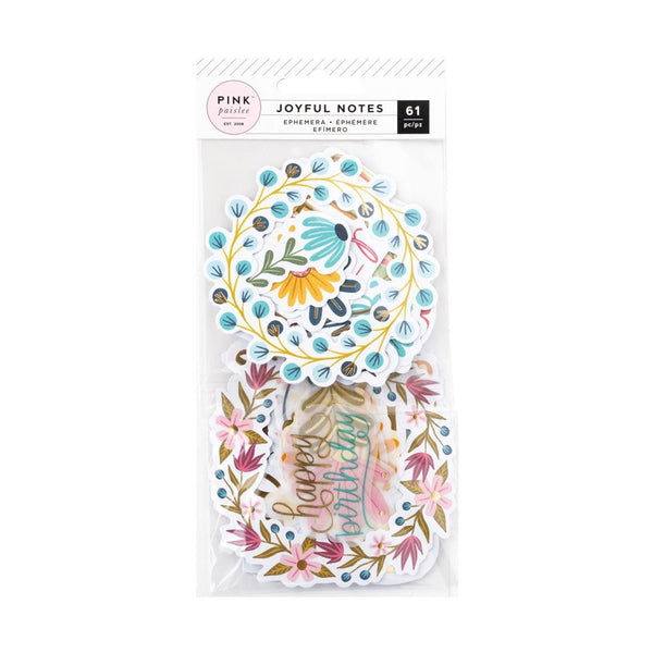 Pink Paislee Joyful Notes Ephemera Die-Cuts 61/Pkg - Vellum And Gold Foil - Icons*