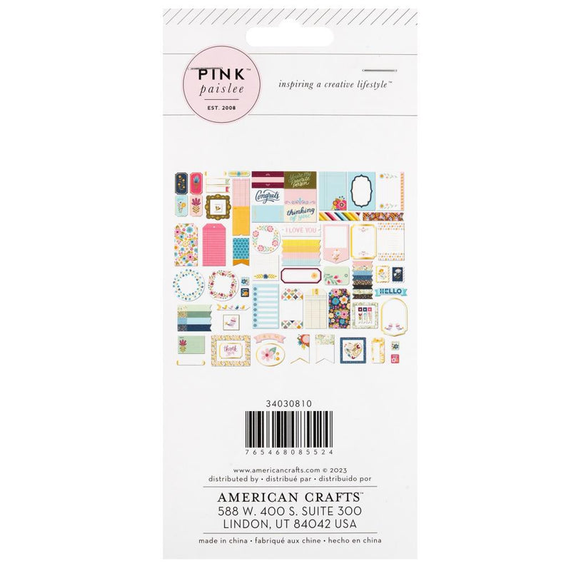 Pink Paislee Joyful Notes Ephemera Die-Cuts 61/Pkg - Vellum And Gold Foil - Journaling