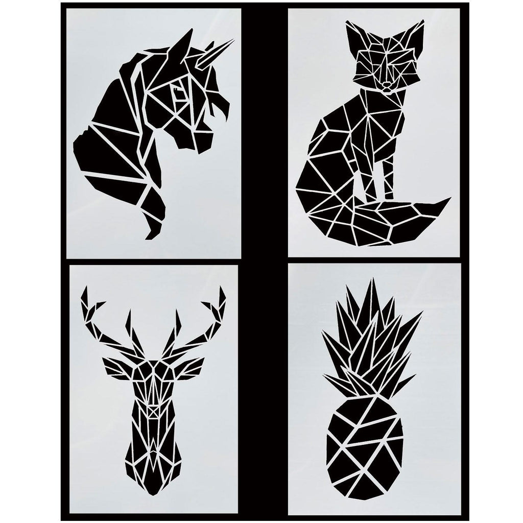 Poppy Crafts Stencil Kit #36 - Geo Animals & Pineapple 4 Pack – CraftOnline