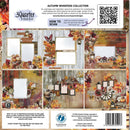 Back of a scrapbooking kit packaging with autumn-themed designs and '3Quarter Designs' branding.