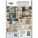 Back of a craft paper pack labeled 'Wand Academy "Gimme More" Pack' by 3 Quarter Designs, showing multiple sample scrapbooking and card design pages, product details, a QR code, and a barcode on a white background.