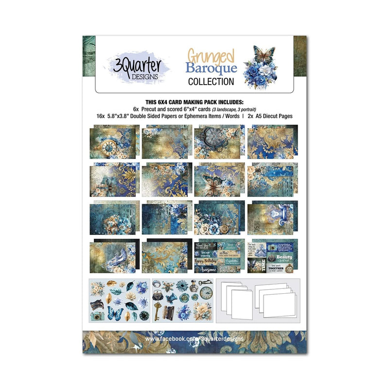 3 Quarter Designs 6"x 4" Card Making Pack - Grunged Baroque