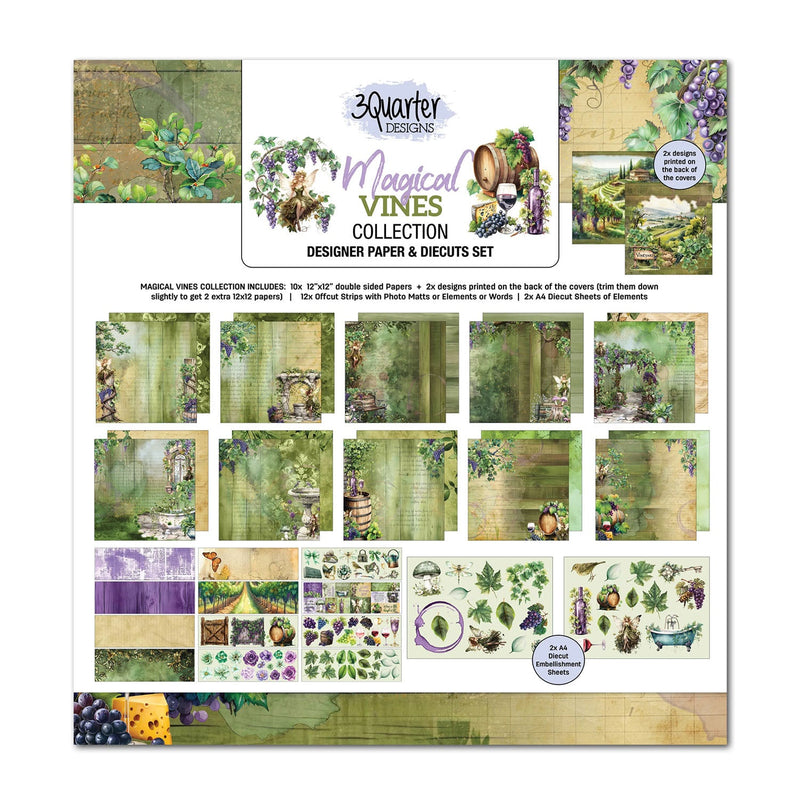 3Quarter Designs Scrapbook Paper & Diecuts Set 12"x 12" - Magic Vines