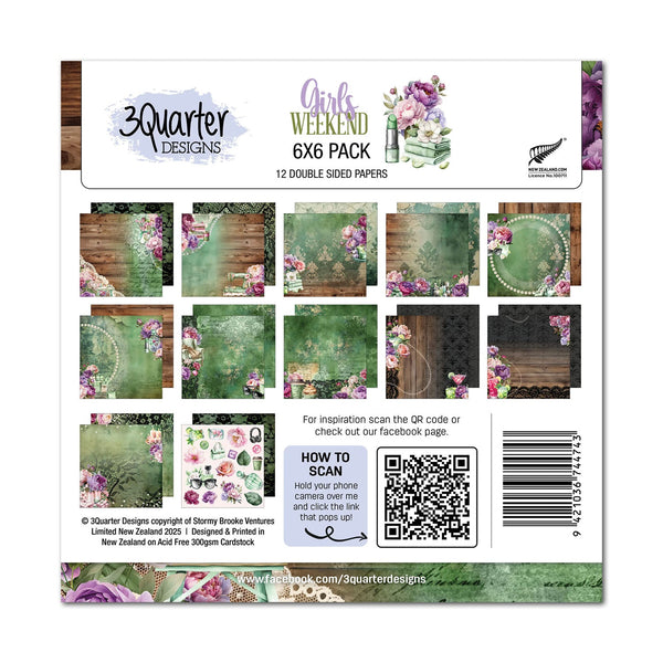 3Quarter Designs Scrapbook Paper Pack 6"x 6" - Girls Weekend