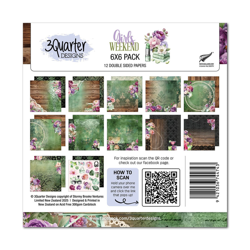 3Quarter Designs Scrapbook Paper Pack 6"x 6" - Girls Weekend