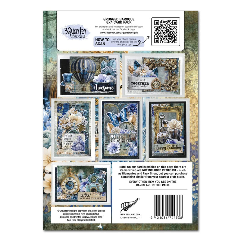 3 Quarter Designs 6"x 4" Card Making Pack - Grunged Baroque