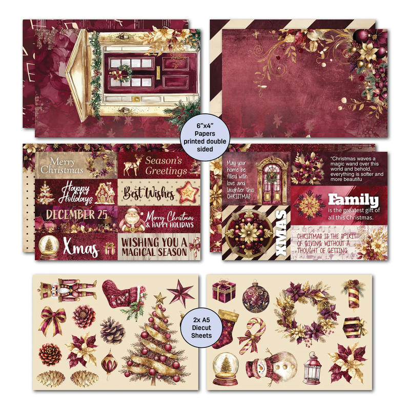 3 Quarter Designs 6"x 4" Card Making Pack - Sugarplum Wreaths