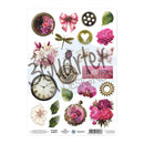 A sheet of decorative stickers featuring vintage-style floral and whimsical illustrations, including pink and white flowers, roses, leaves, gears, a clock face, butterflies, a dragonfly, a ladybug, a bow, and a pocket watch, with the text 'BE YOUFUL' and a large 'softer' watermark across the sheet.