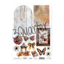 Decorative paper sheet with autumn-themed elements on a white background