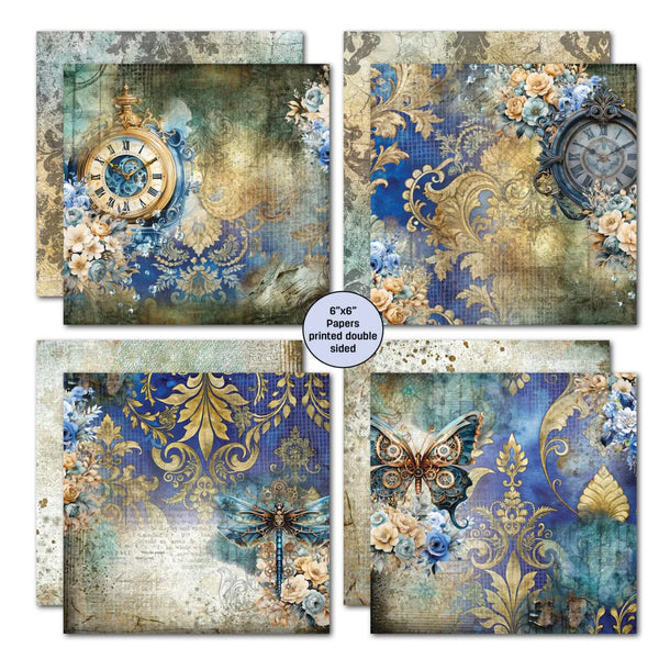 3 Quarter Designs Scrapbook Paper Pack 6"x 6" - Grunged Baroque