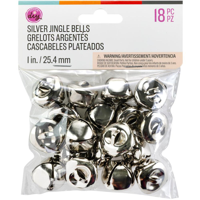 CousinDIY Jingle Bells 1" 18/Pkg - Silver