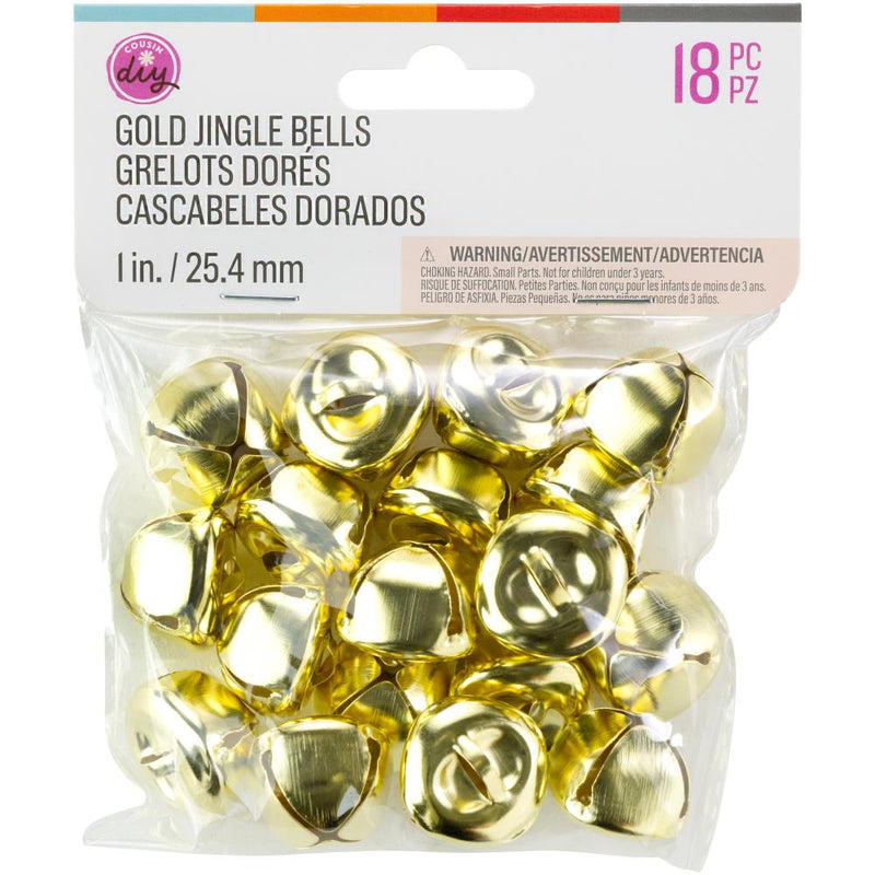 CousinDIY Jingle Bells 1" 18/Pkg - Gold
