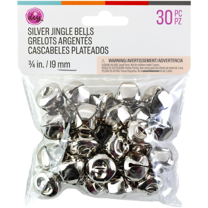 CousinDIY Jingle Bells 30/Pkg - 0.75" Silver