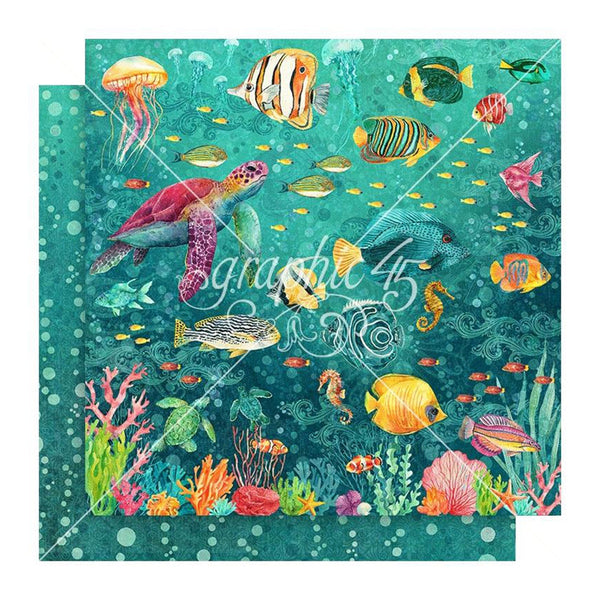 Graphic 45 Seas The Day Double-Sided Cardstock 12"x 12" - Dive Into Happiness