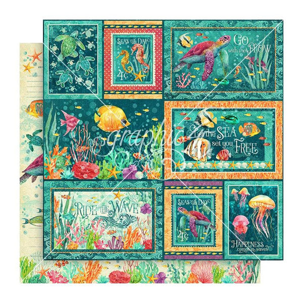 Graphic 45 Seas The Day Double-Sided Cardstock 12"x 12" - Go With The Flow