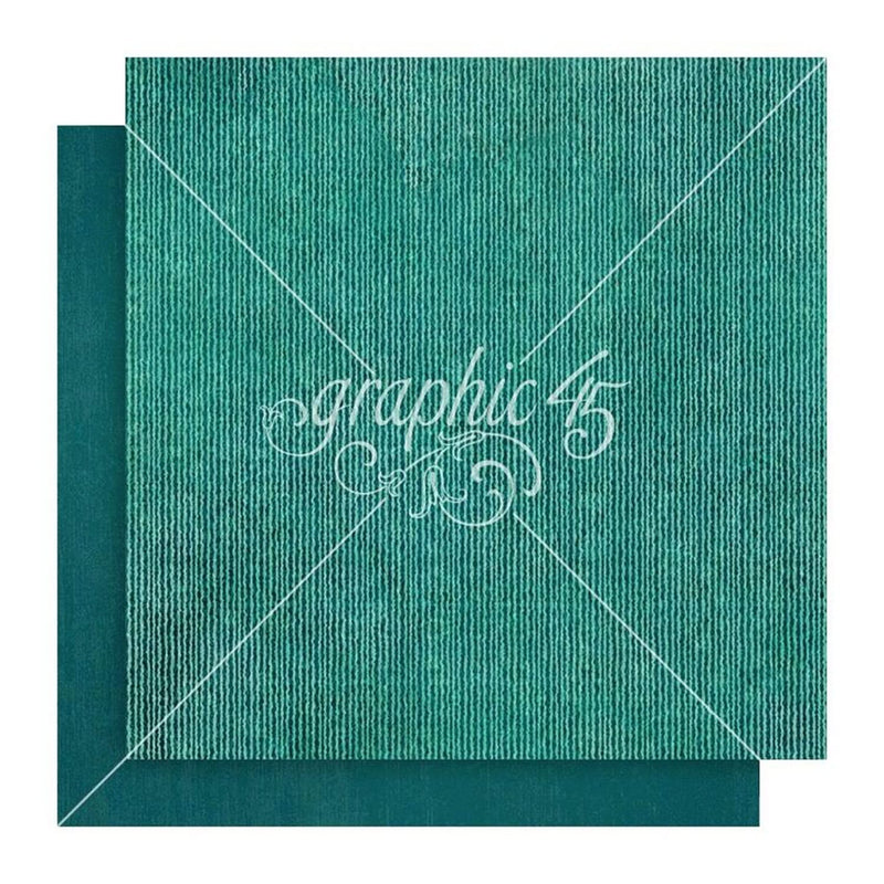 Graphic 45 Seas The Day Double-Sided Cardstock 12"x 12" - Turquoise Blue Pattern & Solid