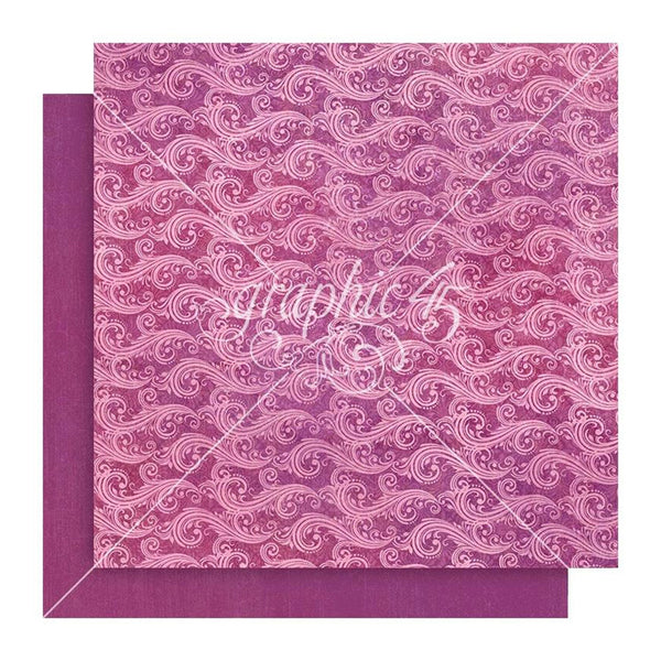 Graphic 45 Seas The Day Double-Sided Cardstock 12"x 12" - Purple Violet Pattern & Solid