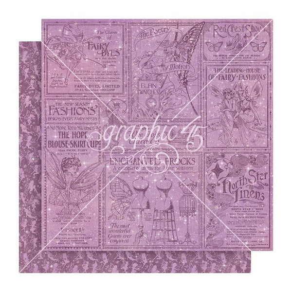 Graphic 45 Fairy Boutique Double-Sided Cardstock 12"x 12" - Newsworthy
