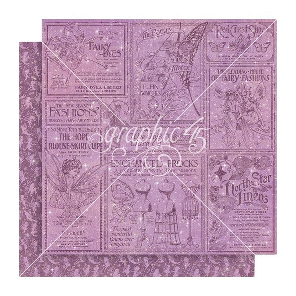 Graphic 45 Fairy Boutique Double-Sided Cardstock 12"x 12" - Newsworthy