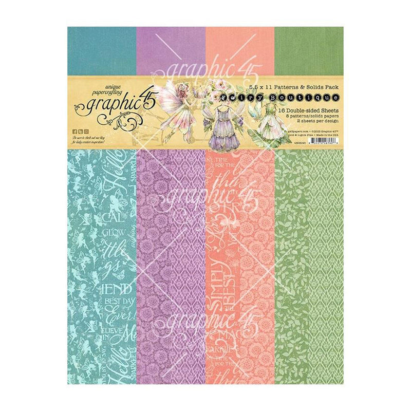 Graphic 45 Patterns & Solids Collection Pack 8.5"x 11" - Fairy Boutique