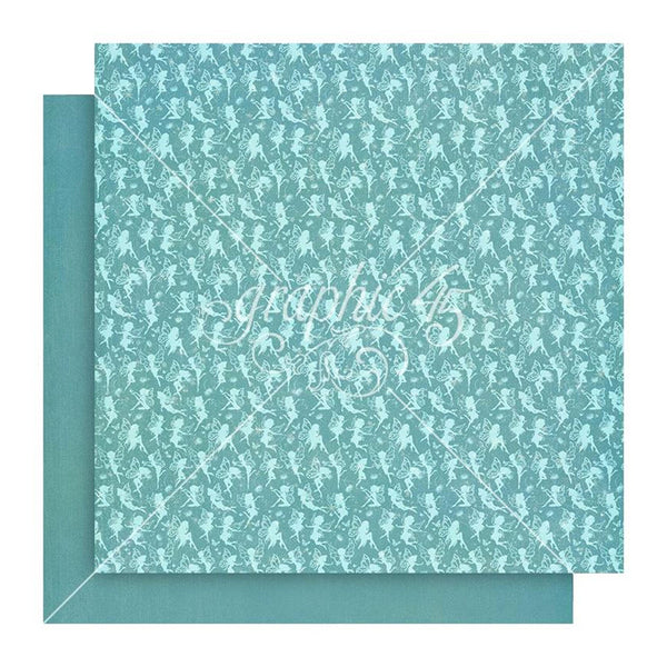 Graphic 45 Fairy Boutique Double-Sided Cardstock 12"x 12" - Aero Blue Pattern & Solid