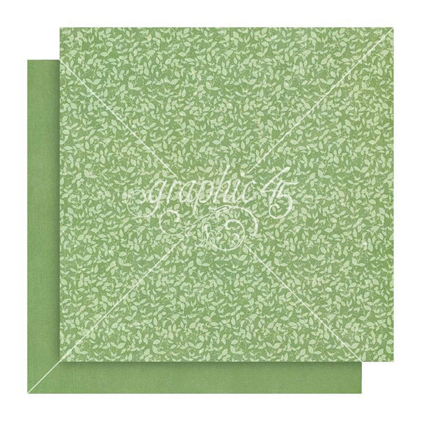 Graphic 45 Fairy Boutique Double-Sided Cardstock 12"x 12" - Spring Green Pattern & Solid