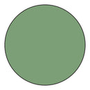 A solid sage green circle with a thin black outline on a plain white background.