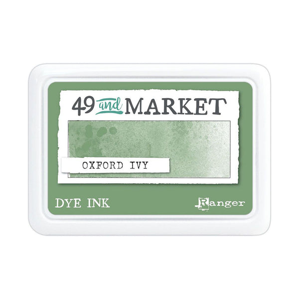 A square white plastic ink pad container labeled '49 and MARKET' and 'OXFORD IVY' with a sage green dye ink pad visible inside. The brand 'Ranger' is printed in the bottom right corner.