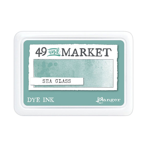 A Ranger 49 and MARKET Sea Glass dye ink pad, featuring a textured light teal-green color swatch on a white plastic base.