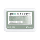 A square white plastic ink pad package labeled '49 and MARKET' and 'SPANISH MOSS' dye ink, with a muted sage green color sample shown on the front.