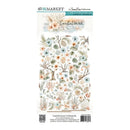 A sheet of decorative laser-cut botanicals from 49 and Market's Coastal Soul Collection, featuring watercolor-style flowers, leaves, and sea life on a white background.