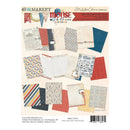 Mouse & Co. 49th Market 4x6 Collection Pack scrapbook paper sheet, featuring a variety of patterned papers including stripes, polka dots, florals, and solid colors on a cream background.