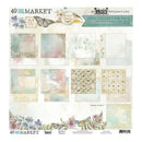 A 12x12 collection pack of scrapbooking paper from The Quiet Craze, featuring 12 different pastel watercolor designs, butterfly motifs, and floral accents on a cream background.