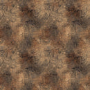 A seamless abstract pattern featuring textured, distressed brown and beige tones with organic, sketch-like dark gray and black line details.