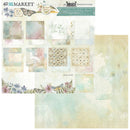 A scrapbook paper collection pack titled '49th Market' by Archio Collection, featuring multiple pastel watercolor sheets with butterflies, flowers, botanical borders, and vintage-style text elements.
