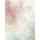 Abstract floral watercolor wallpaper pattern featuring soft pink, sage green, and cream tones with a linen-textured background and delicate line-art flowers on the right side.