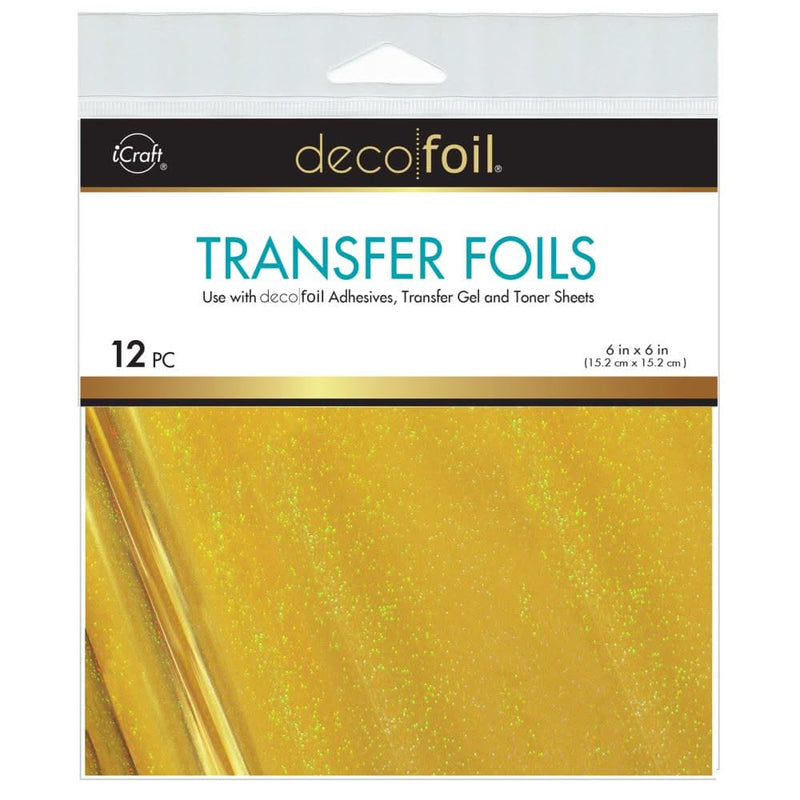 Deco Foil Transfer Sheets 6"X6" 12/Pkg Gold Sparkle
