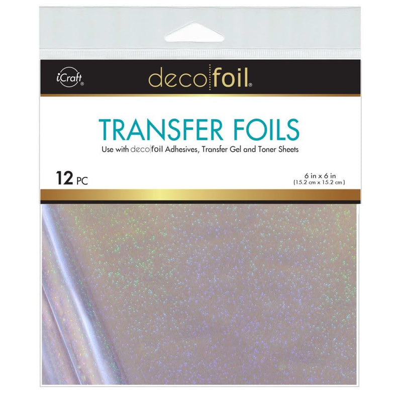 Deco Foil Transfer Sheets 6"X6" 12/Pkg Silver Sparkle